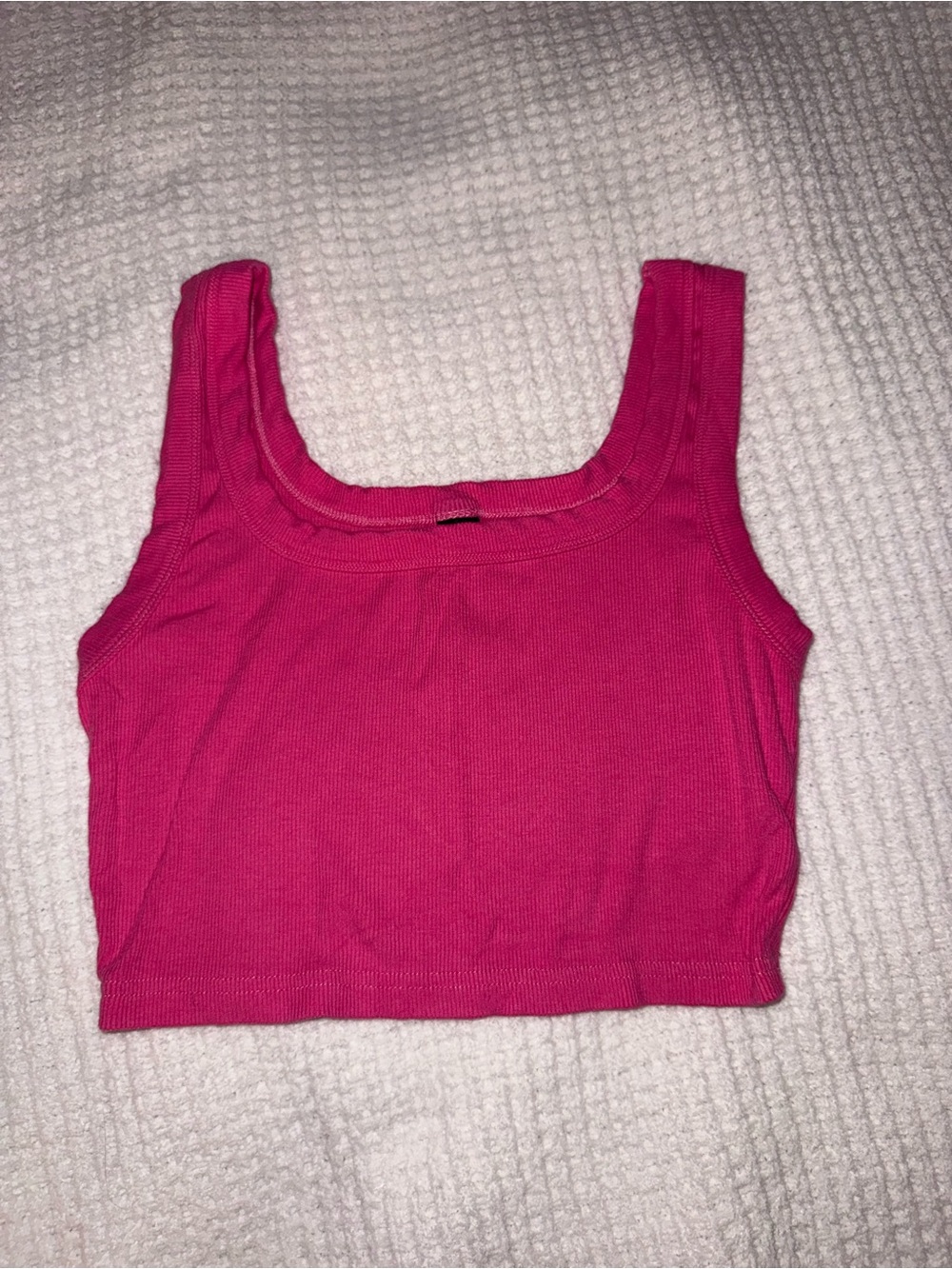 SHEIN Hot Pink Ribbed Square Neck Crop Tank
